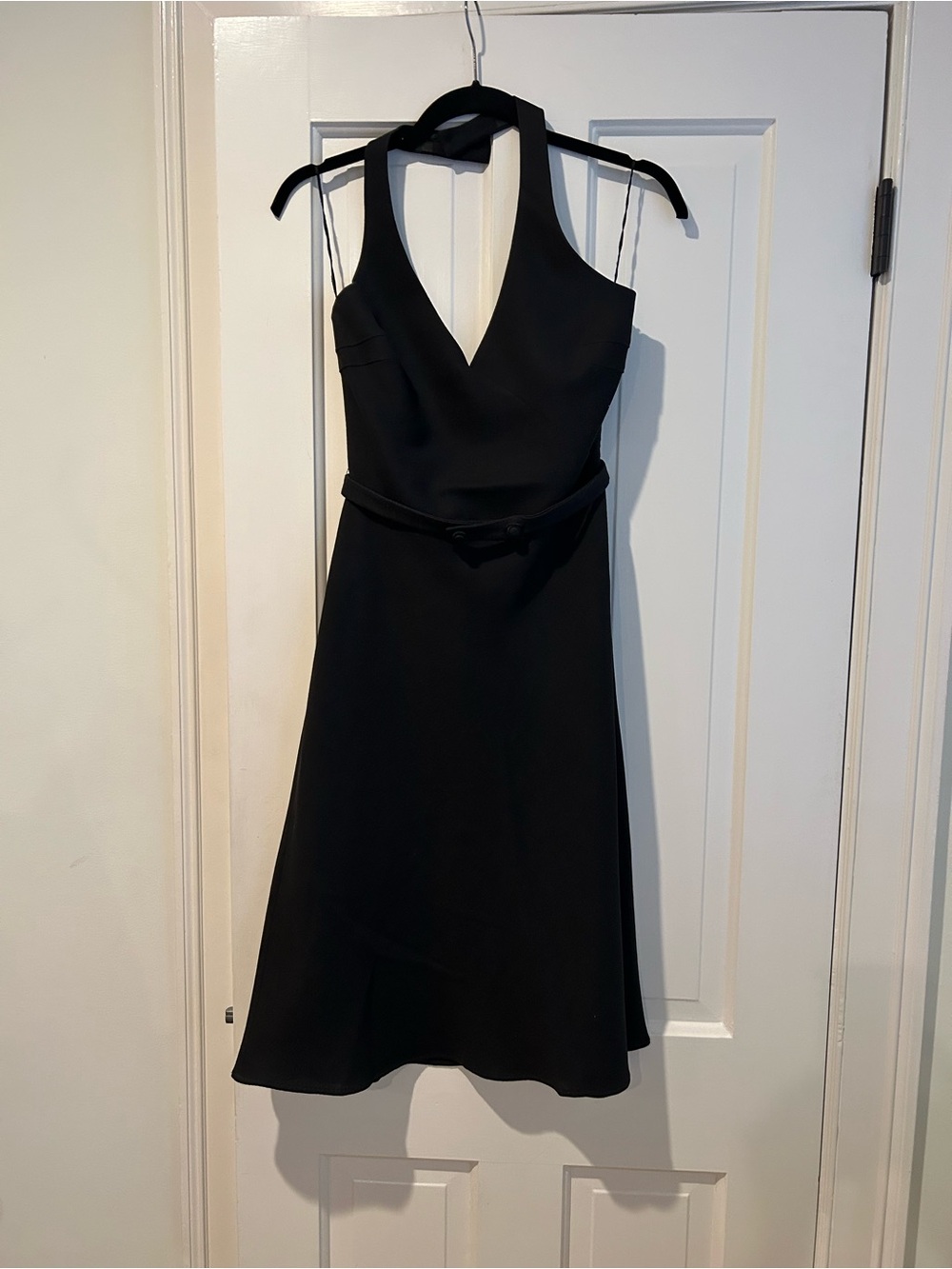 ZARA Black Halter V-Neck A-Line Dress